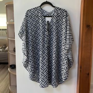 Take Cover by Penbrooke,Blue/White,Sheer,Lace Up,Cover Up,Medium,NWT